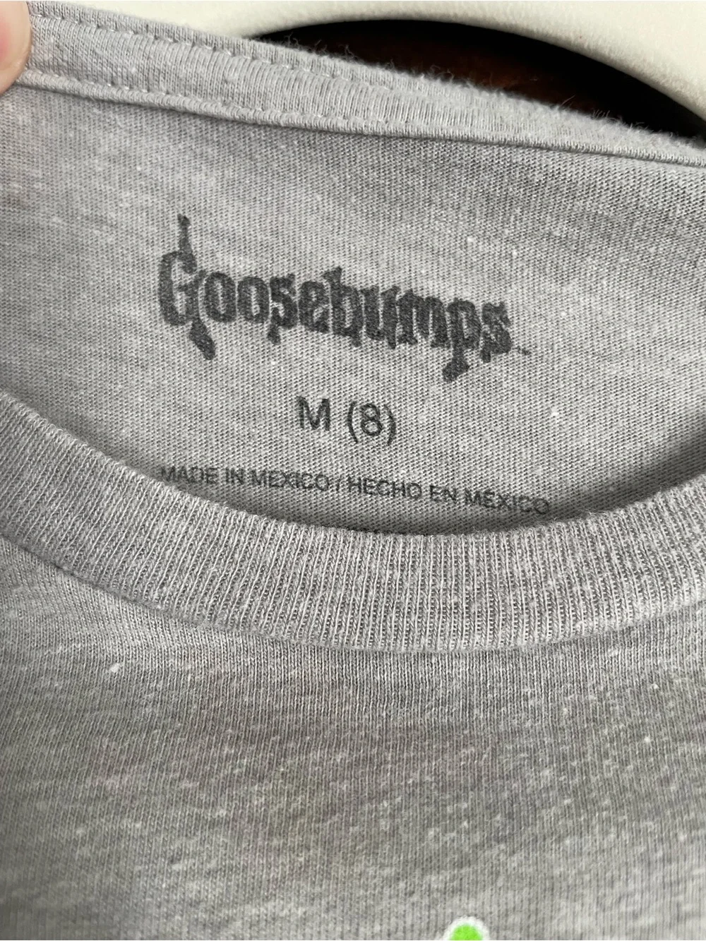 Old Navy Gray Goosebumps Glow Graphic Tee with Neon Green & Pink Artwork